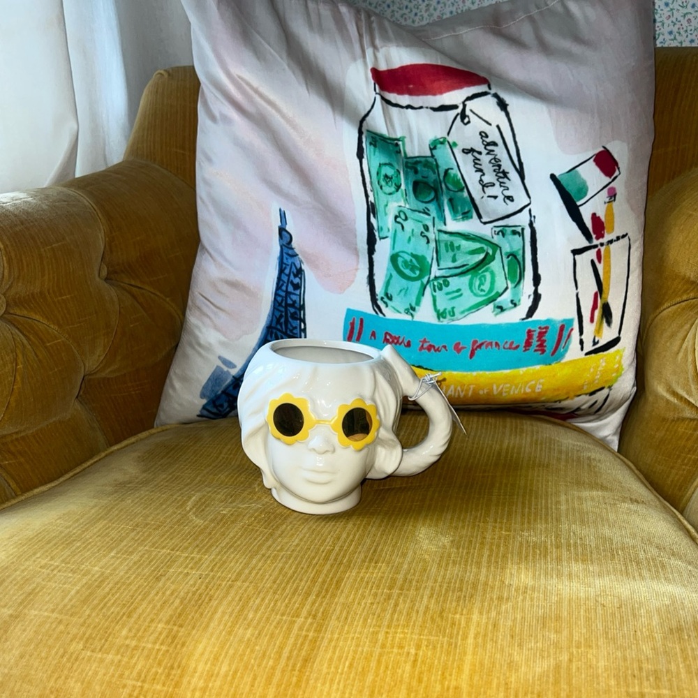 Coffee/Tea Mug Sheffield Home Yellow Sunglasses Face Ceramic Braided Hair Handle
